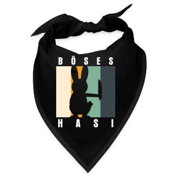 Böses Hasi Retro mit bösem Hasen - Bandana - Schwarz - Vorne