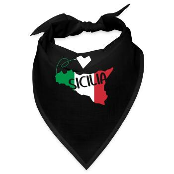 Sizilien Italien Flagge Herz Sicilia - Bandana - Schwarz - Vorne