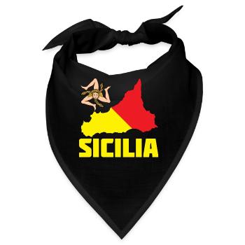 Sizilien Flagge Wappen Sicilia - Bandana - Schwarz - Vorne