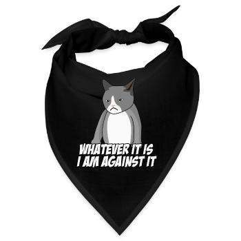Katze Dagegen Protest Ablehnung Nö - Bandana - Schwarz - Vorne