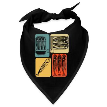 Sardine Hering Retro Sardinen Heringe - Bandana - Schwarz - Vorne