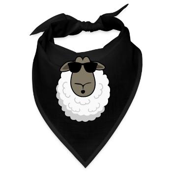 Schaf mit Sonnenbrille Schafe Schäfchen - Bandana - Schwarz - Vorne