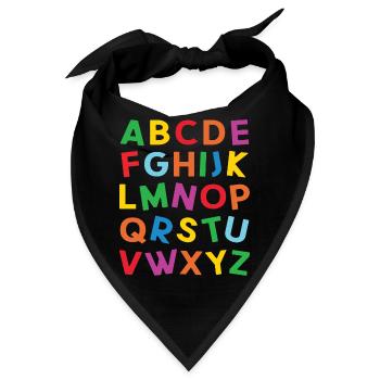 ABC Bunte Buchstaben des Alphabets zum Lesen - Bandana - Schwarz - Vorne