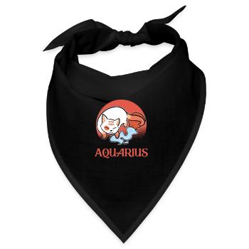 Wassermann Sternzeichen Katze Geburtstag Kätzchen - Bandana - Schwarz - Vorne