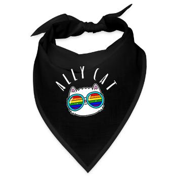 Ally Cat - LGBTIQ Queer Gay Pride CSD Cartoon - Bandana - Schwarz - Vorne