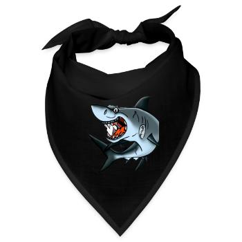 listiger, frecher weißer Hai Meer Fisch Räuber - Bandana - Schwarz - Vorne