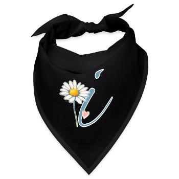 Buchstabe i Gänseblümchen Herz - Bandana - Schwarz - Vorne