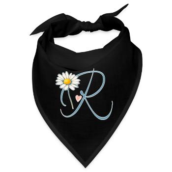 Buchstabe R Gänseblümchen Herz - Bandana - Schwarz - Vorne