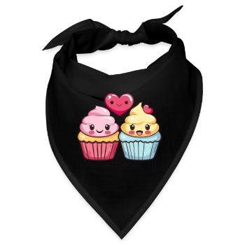 Muffin Paar Liebe Herz Comic - Bandana - Schwarz - Vorne