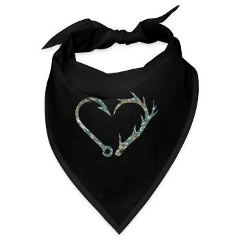 Angler Jäger Herz Angelhaken Geweih Angeln Jagd - Bandana - Schwarz - Vorne