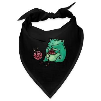 Frosch Stricken Handarbeit - Bandana - Schwarz - Vorne