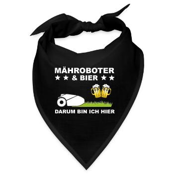 Mähroboter Bier Rasenroboter Rasenflüsterer Garten - Bandana - Schwarz - Vorne