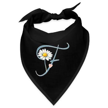 Buchstabe F Gänseblümchen Herz - Bandana - Schwarz - Vorne