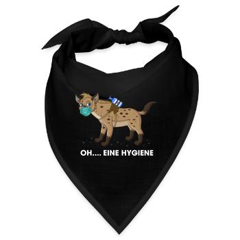 Hyäne Hygiene Mundschutz Maske Hygiäne Wortwitz - Bandana - Schwarz - Vorne