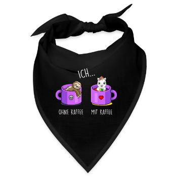 Ich ohne Kaffee Ich mit Kaffee Einhorn Kaffee - Bandana - Schwarz - Vorne