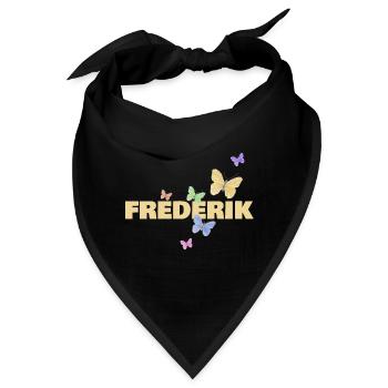 Vorname Frederik mit Schmetterlingen - Bandana - Schwarz - Vorne