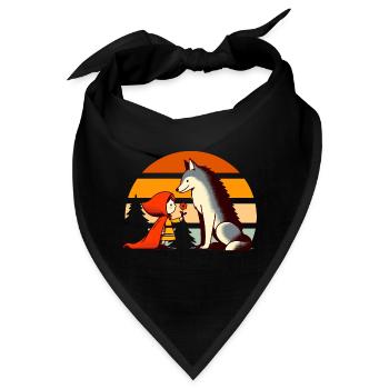 Märchen Rotkäppchen und der Wolf Wald Niedlich - Bandana - Schwarz - Vorne