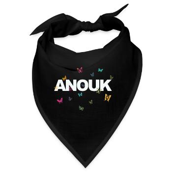 Anouk - Schöner Name mit Schmetterlingen, Mädchen - Bandana - Schwarz - Vorne