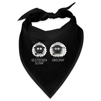 Schaf Unschaf Gestochen Schaf Schafe Brillenträger - Bandana - Schwarz - Vorne
