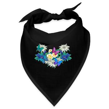 Frühlingsanfang Jahreszeit Blumen Schmetterlinge - Bandana - Schwarz - Vorne
