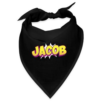 Jacob Benutzerdefinierter Name Comic-Stil Pop-Art, Jacob - Bandana - Schwarz - Vorne