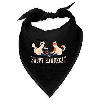 Katzen Jüdisch Weihnachten Jude Glückliche Katze Chanukka - Bandana - Schwarz - Vorne