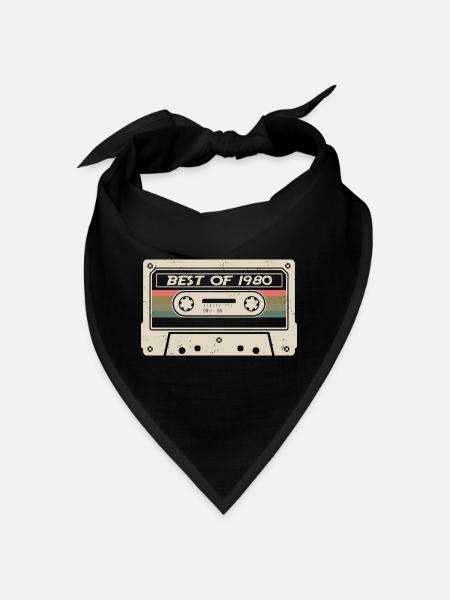 Best Of 1980 Birthday Cassette Retro Vintage Gift - Bandana - black - Front
