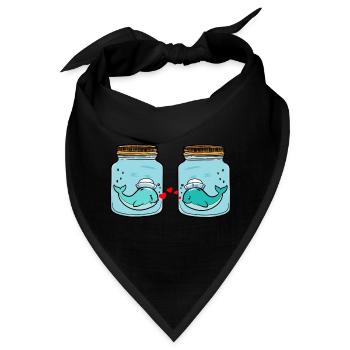 Wal Fische Liebe Trennung Liebeskummer Tränen - Bandana - Schwarz - Vorne