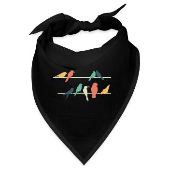 Bunte Vögel auf Drähten sitzend Niedlich Vogel - Bandana - Schwarz - Vorne