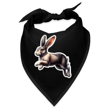 Hase im Sprung Druck - Bandana - Schwarz - Vorne