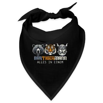 Bärtigermann Bär Tiger Mann Geschenk Bart - Bandana - Schwarz - Vorne