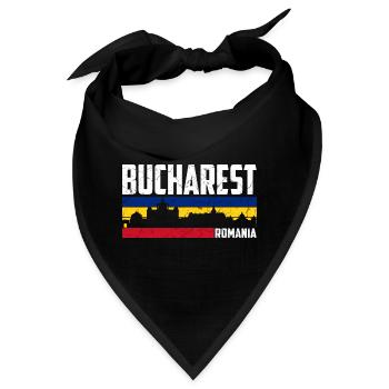 Bukarest Stadt Rumänien Flagge - Bandana - Schwarz - Vorne