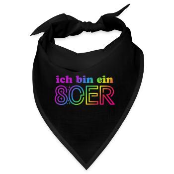 Ich bin ein 80er - bunter Regenbogen - Kostüm - Bandana - Schwarz - Vorne
