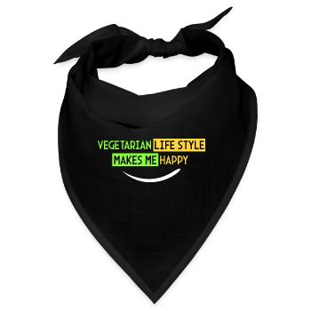 vegetarische Lebensweise - ich bin glücklich - Bandana - Schwarz - Vorne