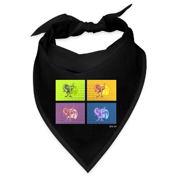 DIN O4 (Saurier-Pop-Art-Edition) - Bandana - Schwarz - Vorne