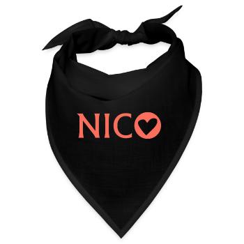 Liebe und Herzen für Nico - Bandana - Schwarz - Vorne