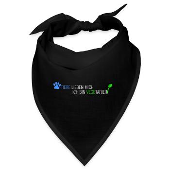 Tiere lieben mich-bin Vegetarier - Bandana - Schwarz - Vorne