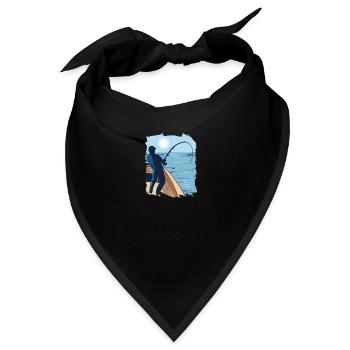 Fischer Fischen Fisch Mond Nacht Fischer Fischen F - Bandana - Schwarz - Vorne