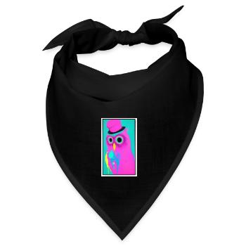 Eule mit Hut - Bandana - Schwarz - Vorne