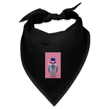 Eule mit Hut - Bandana - Schwarz - Vorne