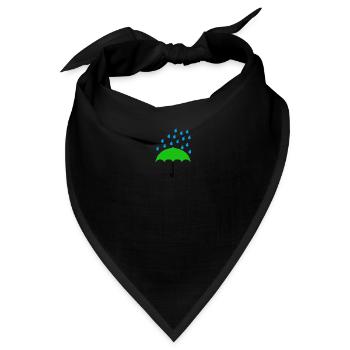 Regenschirm grün mit Regentropfen - Bandana - Schwarz - Vorne