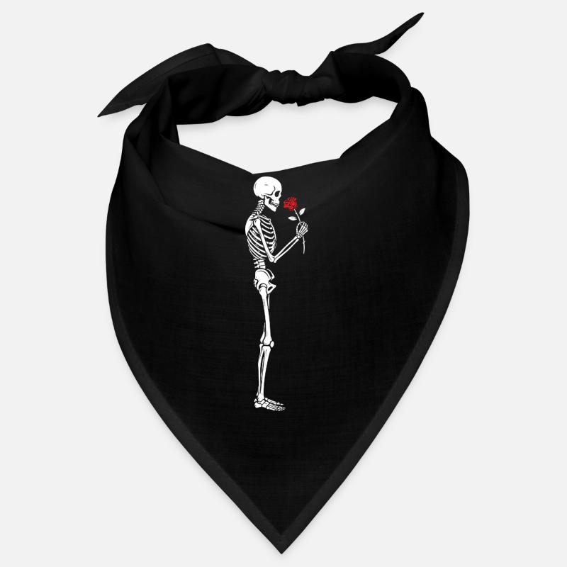 Funny Skeleton with red rose flower Bandana