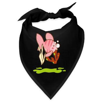 roter Fisch Fischkopf Fischerei fischen Geschenk - Bandana - Schwarz - Vorne
