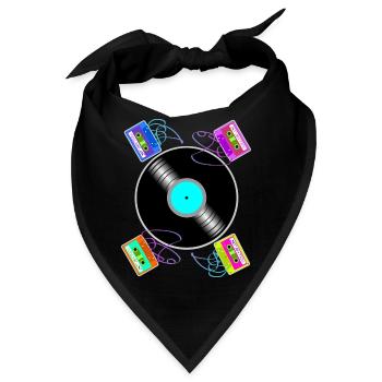 Vintage-Begegnungen zwischen Vinyl und Kassetten - Bandana - Schwarz - Vorne