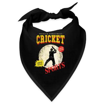 Cricket Cricketspieler Schlagmann Sport Vintage - Bandana - Schwarz - Vorne