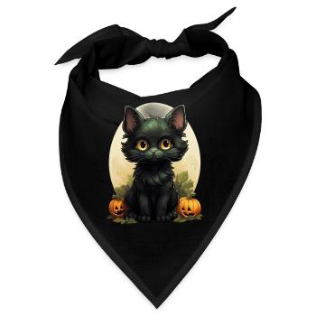 Black Cat Halloween Pumpkin - Cat - Bandana - Schwarz - Vorne