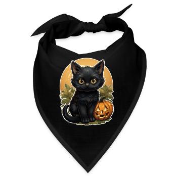 Black Cat Halloween Pumpkin - Cat - Bandana - Schwarz - Vorne