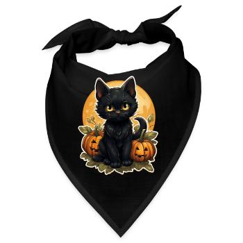 Black Cat Halloween Pumpkin - Cat - Bandana - Schwarz - Vorne