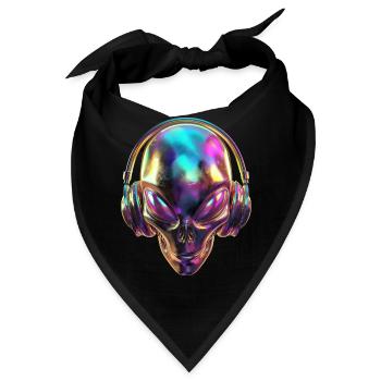 Chromatischer Alien-Kopf mit Kopfhörern - Bandana - Schwarz - Vorne