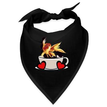 Kaffee Pause Fisch Koffein Erfrischung Fantasy - Bandana - Schwarz - Vorne